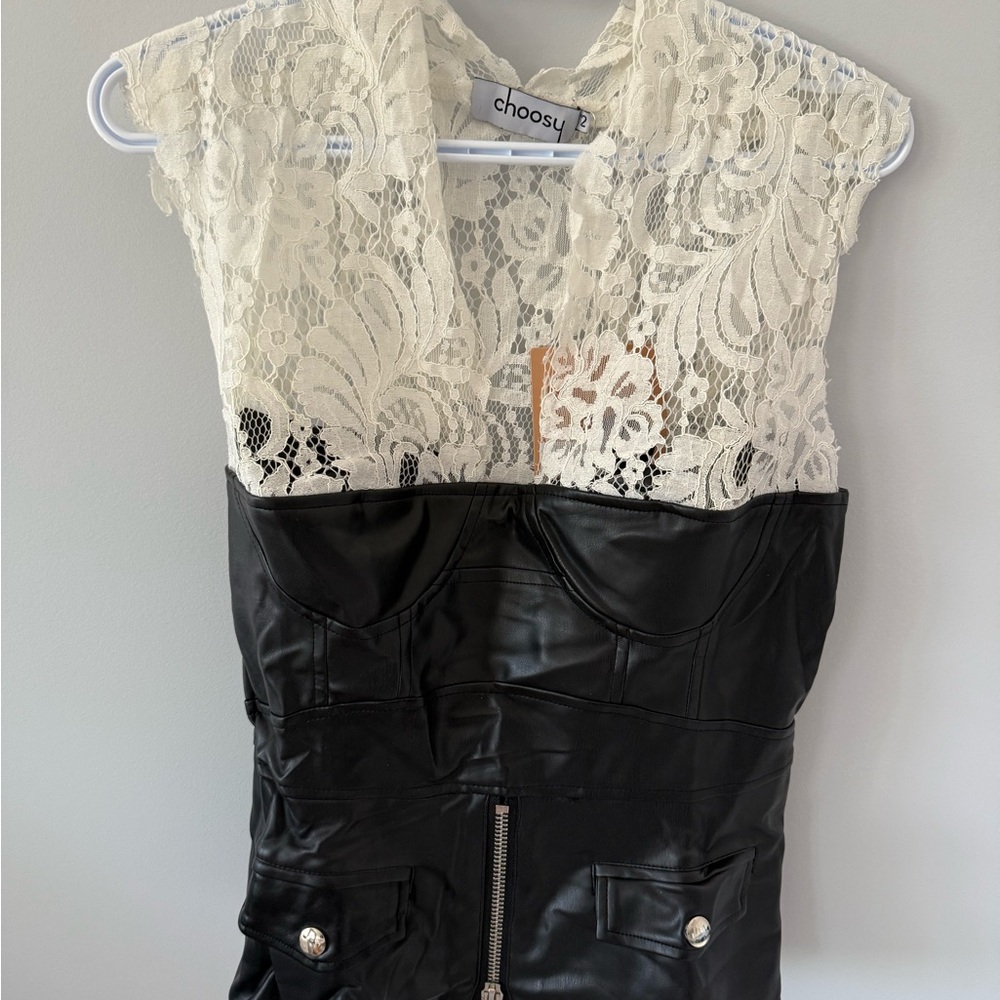 Choosy Lace and Faux Leather top